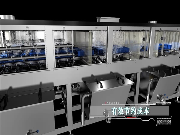 大型周轉箱清洗機，不銹鋼自動噴淋料筐清洗機，高溫殺菌清洗機